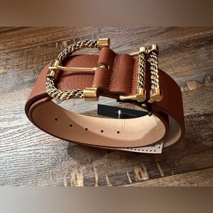 B-Low the Belt Cognac Leather Belt with Gold Accents